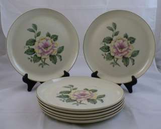 Cavitt Shaw WS George Rose on cream 10 inch Vintage Dinner Plates 