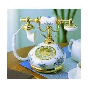  Antique Design Nostalgia Porcelain Phone Royal Blue White 