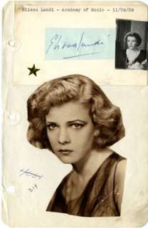 ELISSA LANDI (DIED 1948)   SIGNED AUTOGRAPH BOOK PAGE  