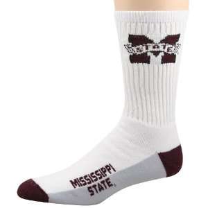   State Bulldogs White Mens 10 13 Tall Socks