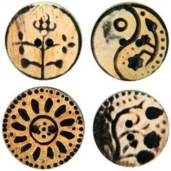 Natural handcrafted buttons, made of horn, bone, wood and coconut 