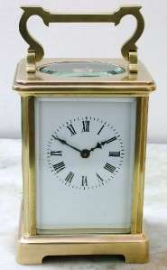GOOD ANTIQUE FRENCH CARRIAGE MANTLE CLOCK Circa 1920s POLISHED BRASS 