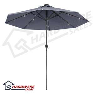 Sunergy 50140732 9 Solar Powered Patio Umbrella w/ 16 LED Lights Gray 