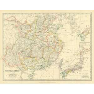    Johnston 1885 Antique Map of China & Japan
