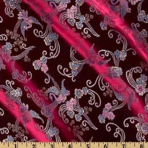  44 Wide Chinese Brocade Swan Song Cranberry Fabric By 