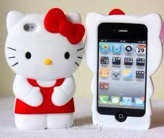 Cute Soft Silicone Hello Kitty 3D Case Cover Skin For iPhone 4 G 4G 4S 