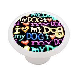 Love My Dog Decorative High Gloss Ceramic Drawer Knob