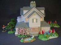 23pc Xmas Village Lighted Ceramic House and Accessories  