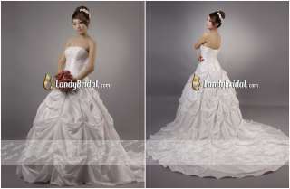 Charming Strapless Stock Beach Taffeta Wedding Dress Bridal Gown 