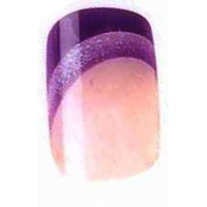   Nails in White with Purple Striped Tips # 88407 + Aviva Eco Nail File