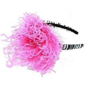  Zebra with Hot Pink Marabou Hard Headband Beauty