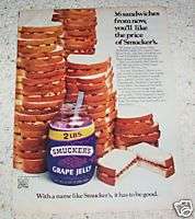 78 Smuckers Grape Jelly peanut butter sandwich 1pg AD  