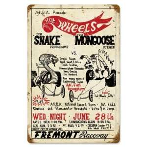  Snake vs Mongoose Automotive Vintage Metal Sign   Garage 