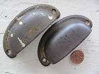 Antique Vintage Bin Pulls Industrial Cup Style Set of Two