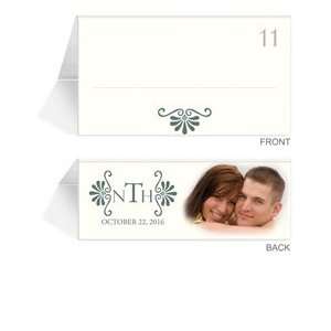  150 Photo Place Cards   Monogram Pewter Motif Office 