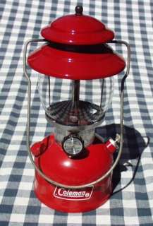  Vintage Red Coleman Model 200A Single Mantle Camp Gas Lantern  