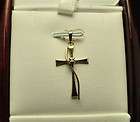 ESTATE 10K YELLOW GOLD CROSS WITH SMALL DIAMOND ACCENT PENDANT/CHARM