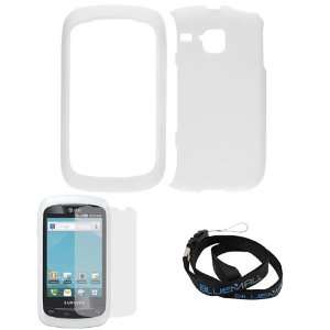 White Hard Rubberized Snap On Case + Clear LCD Screen Protector + Neck 