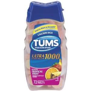 Tums Ultra 1000 Maximum Strength Tropical Fruit    72 Chewable Tablets 