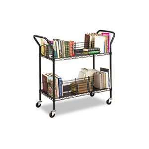Wire Book Cart, Steel, 4 Shelves, 43 3/4w x 19 1/4d x 40 1/2h, Black 