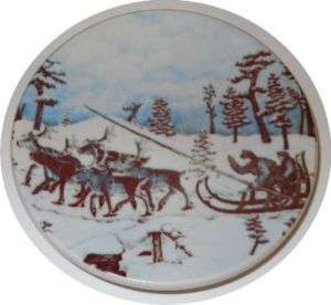 Reindeer Sledge Christmas Wall Plate Lapland Fin Arabia  