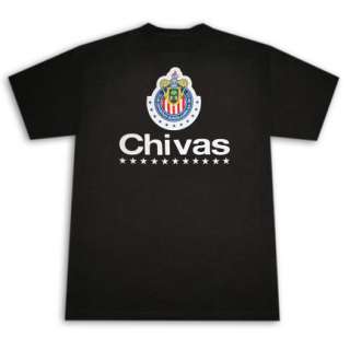 Chivas Crest Stars Soccer Football Black Graphic Tee Shirt  