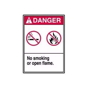  DANGER NO SMOKING OR OPEN FLAME (W/GRAPHIC) Sign   10 x 7 