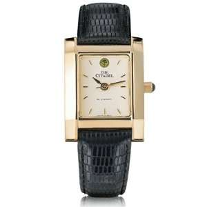 Citadel Womens Swiss Watch   Gold Quad Watch with Leather Strap 