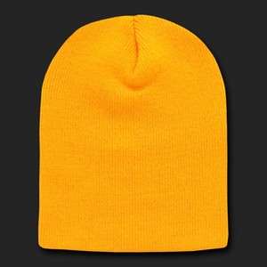 Gold Beanie Hat Skull Cap Ski Snowboard Winter Warm Knit Hats Cuffless 