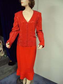 St. John EVENING NWT Red Jacket Skirt SUIT SZ 10 $2250  