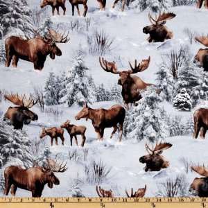  44 Wide North American Wildlife 2011 Moose White Fabric 