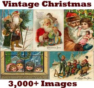 3,300+ Vintage Christmas Card Scrapbooking Cards CD  