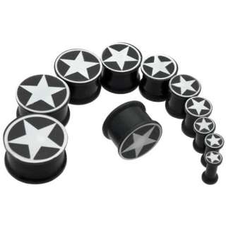 Pair of Black Giant Star Silicone Plugs  