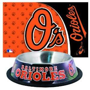    MLB Baltimore Orioles Pet Bowl and Mat Combo