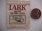 1950 60s Era Lark Cigarettes matchbook with innovative gas trap filter 