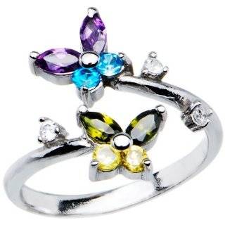 925 Sterling Silver Cubic Zirconia BUTTERFLY Adjustable Toe Ring by 