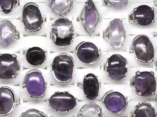   jewelry lots mix 25 amethyst stone silver P Rings  CST16