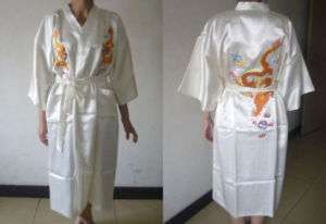 Men Silk Satin Pajama Sleepwear Kimono Robe L XL 2XL  