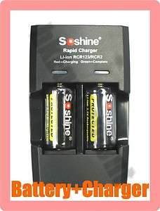 Soshine SC S5 Charger+2x 16340 RCR123 Protected Battery  