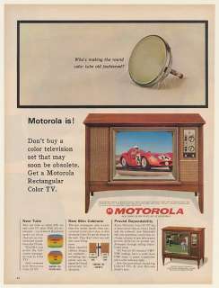 1964 Motorola Rectangular Color TV Round Tube Old Ad  