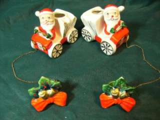   OF VINTAGE COMMODORE JAPAN SANTA CAR & CHAIN & HOLLY CANDLE CLIMBERS
