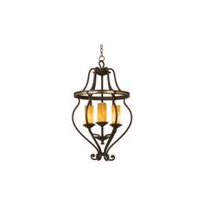   Foyer Lantern in Tawny Port With Brass Accents with Faux Calcite glass