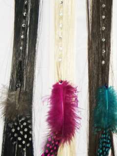 New Beautiful Hair Feather Crystals Extensions Removeable 17 Clip On 