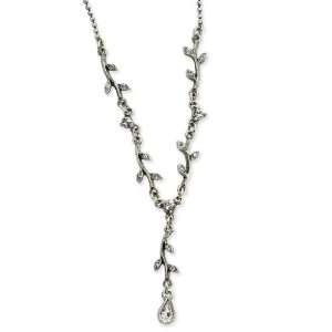 Silver tone Crystal Vine 16w/Ext Necklace Jewelry