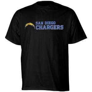  Reebok San Diego Chargers Black Stealth Stencil T shirt 