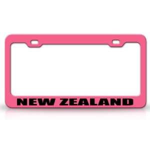 NEW ZEALAND Country Steel Auto License Plate Frame Tag Holder, Pink 