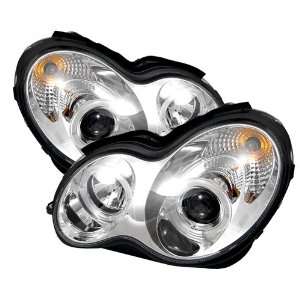   W203 C Class Halo Chrome Projector Headlights Assembly (Sold in Pairs