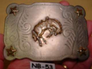 OLD Nickel Silver No Rider Bucking Horse Belt Buckle  