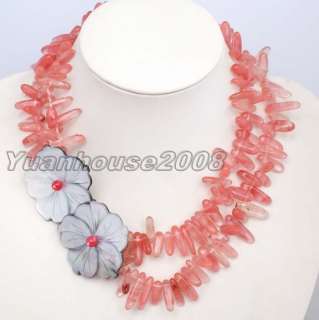 18 21 Agate Coral & Flower Shell Necklace  