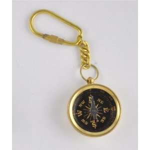   shiny brass maritime compass keychain nautical 